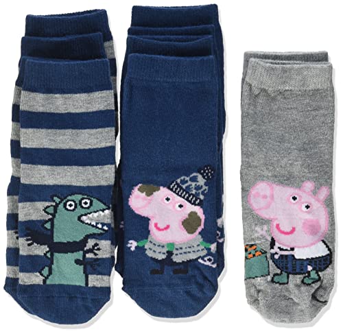 NAME IT Jungen NMMPEPPAPIG Danilo 5P PEP Socken, Titan/AOP:2xTITAN+Tigers Eye + 2xTITAN Stripe, 19/21 von NAME IT