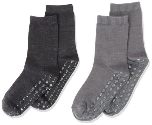 NAME IT Jungen NMMWAK Wool 2 Pack W/Non Skid XXIII Socken, Iron Gate/Pack:2P Iron Gate+Blue Graphite, 25/27 von NAME IT