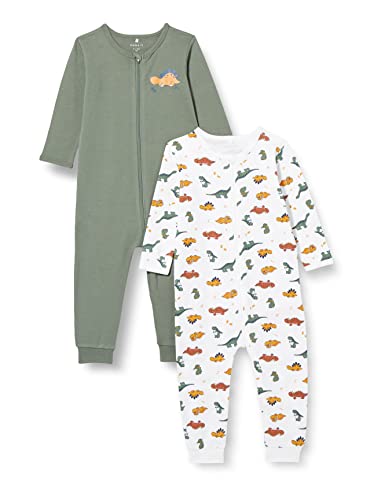 NAME IT Jungen Nbmnightsuit 2p Zip Laurel Dino Noos Schlafanzug, Laurel Wreath, 50 EU von NAME IT