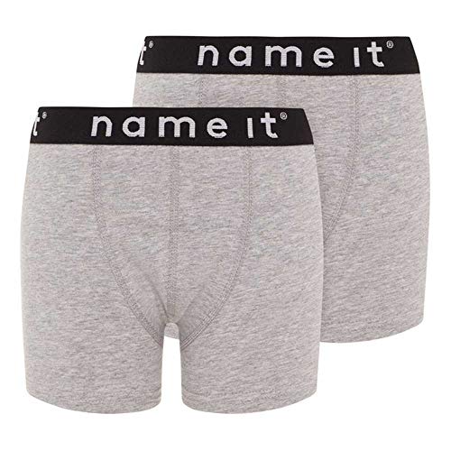 NAME IT Jungen Nkmboxer 2p Solid Grey Melange Noos Boxershorts, Grau (Grey Melange Grey Melange), 110-116 EU von NAME IT