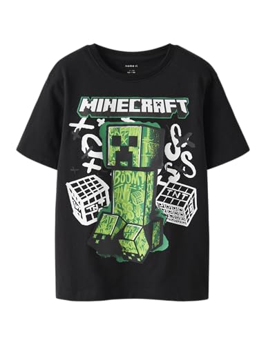 NAME IT Jungen Nkmdi Minecraft Ss Nreg Top Box Noos Bfu, Black, 134-140 von NAME IT