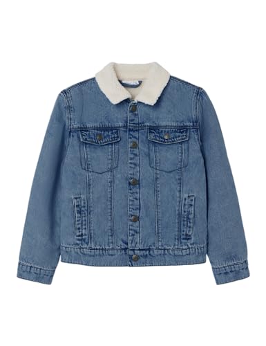 NAME IT Jungen Nkmjack Teddy DNM Jacket 1101-ov N Jeansjacke, Medium Blue Denim, 128 von NAME IT