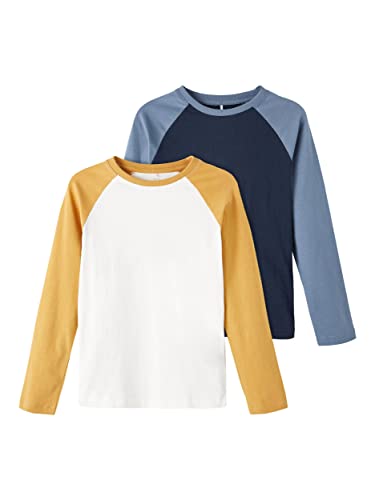 NAME IT Jungen Nkmvijan 2p Ls Noos Top, Dark Sapphire/Pack:Packed with White Alyssum, 116 EU von NAME IT