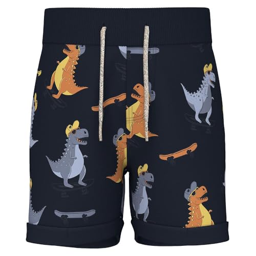 NAME IT Jungen Nmmvermo Aop Long Swe Shorts Unb F Noos, Dark Sapphire/Aop:dinosaurs, 92 von NAME IT