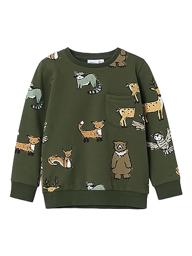 NAME IT Jungen Sweatshirt Rundhals NMMOSVALD Sweat BRU Box, Größe:116, Farbe:Rifle Green von NAME IT