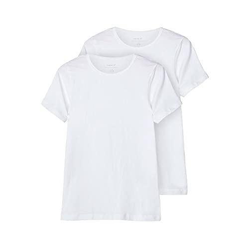 NAME IT Jungen nkmt-shirt slim 2p noos T Shirt, Bright White, 134-140 EU von NAME IT