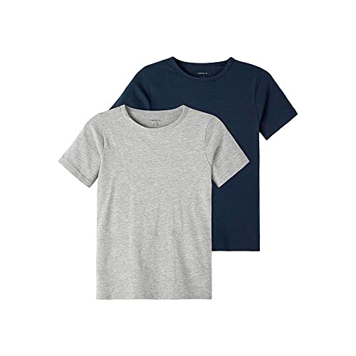 NAME IT Jungen Nkm t-shirt Slim 2p Noos T Shirt, Dark Sapphire/Pack:w/ Grey Melange, 146-152 EU von NAME IT