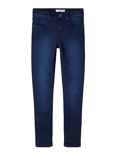 NAME IT Mädchen Skinny Fit Jeans-Hose mit Bio-Baumwolle Dark Blue Denim 134 von NAME IT