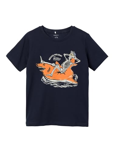 NAME IT Kinder T-Shirt Kurzarm Skelett nkmFEUNE Dark (158/164) von NAME IT