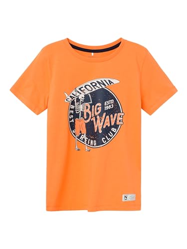 NAME IT Kinder T-Shirt Kurzarm Skelett nkmZASIMON orange (158/164) von NAME IT
