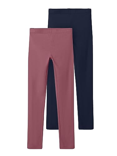 NAME IT Mädchen Nkfvivian 2p Noos Leggings, Deco Rose/Pack:packed With Dark Sapphire, 98-104 EU von NAME IT