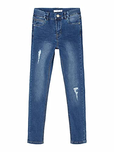 NAME IT Mädchen High Waist Stretch Jeans Medium Blue Denim 116 von NAME IT