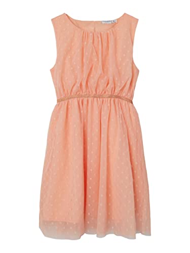 NAME IT Mädchen Kleid festliches Tüllkleid Pünktchen nkfVABOSS (164, Peach Nectar) von NAME IT