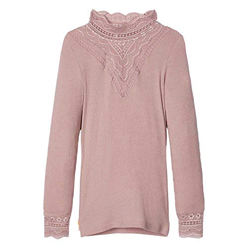 NAME IT Mädchen Longsleeve mit Spitzen-Details Woodrose 122-128 von NAME IT
