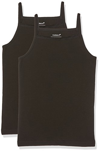 NAME IT Mädchen NITSTRAP 2P SOLID K G NOOS Top, Schwarz/Black, 140 (2er Pack) von NAME IT