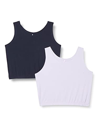 NAME IT Mädchen NKFDANIELA Cropped Tank 2P Top, Dark Sapphire/Pack:W Purple Heather, 134/140 cm von NAME IT