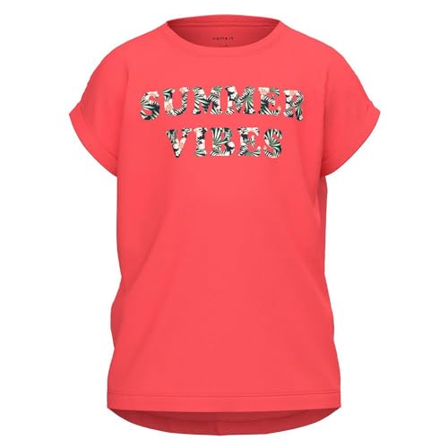 NAME IT Mädchen NKFFAMMA SS TOP NOOS T-Shirt, Fiery Coral, 146/152 cm von NAME IT