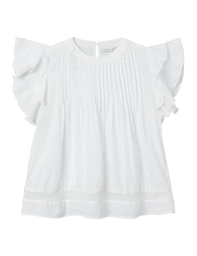 NAME IT Mädchen NKFFARIDE SS TOP NOOS Kurzarmbluse, Bright White, 122/128 cm von NAME IT