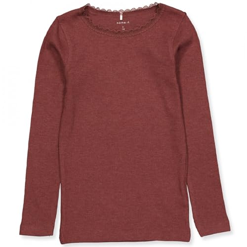 NAME IT Mädchen NKFKAB LS Slim TOP NOOS Langarmshirt, Apple Butter/Detail:Melange, 116 von NAME IT