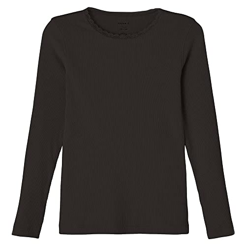 NAME IT Mädchen NKFKAB LS Slim TOP NOOS Langarmshirt, Black, 134/140 von NAME IT