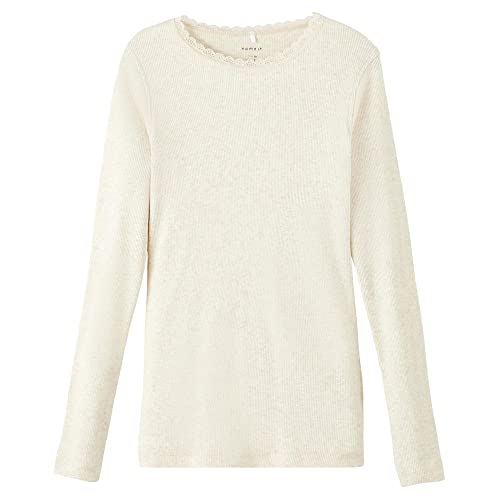 NAME IT Mädchen NKFKAB LS Slim TOP NOOS Langarmshirt, Peyote Melange, 122/128 von NAME IT