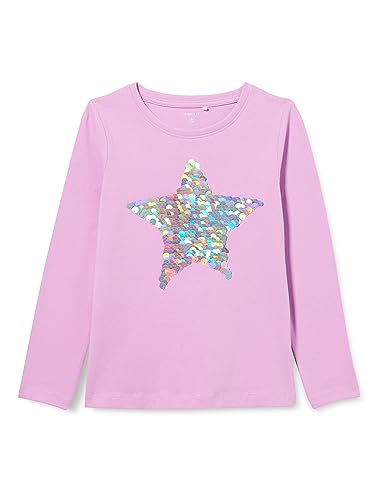 NAME IT Mädchen NKFLINSTAR LS TOP NOOS Langarmshirt, Violet Tulle, 116 von NAME IT