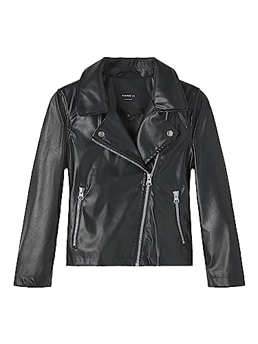 NAME IT Mädchen NKFMADINA Faux PU Jacket NOOS Jacke, Black, 134 von NAME IT