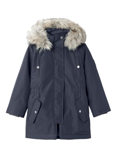 NAME IT Mädchen NKFMILLA Parka Jacket Long NOOS Steppjacke, Dark Sapphire, 146 von NAME IT