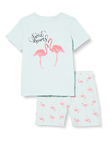 name it Mädchen NKFNIGHTSET SS Shorts Flamingo NOOS Pyjamaset, Glacier, 86-92 von NAME IT