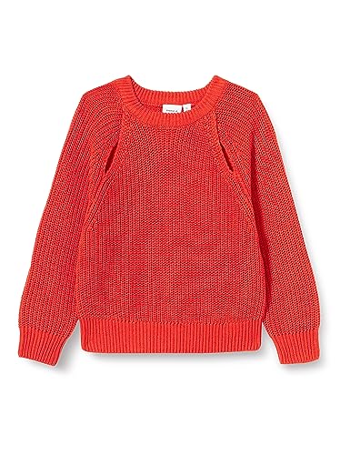 NAME IT Mädchen NKFNIHOLE LS Short Knit Strickpullover, Cherry Tomato, 116 cm von NAME IT