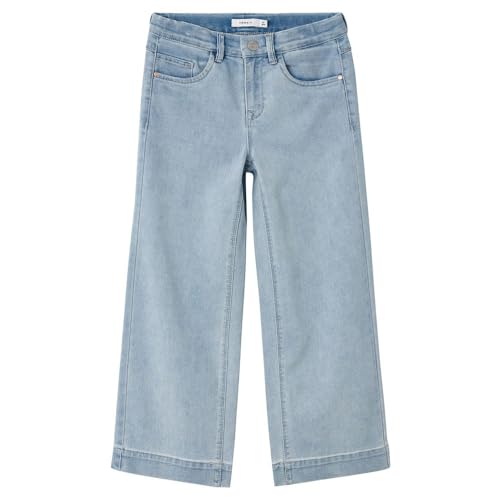 NAME IT Mädchen NKFROSE HW Wide 1356-ON NOOS Jeans, Light Blue Denim, 134 cm von NAME IT