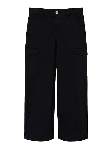 NAME IT Mädchen NKFROSE Wide Twill Cargo 8108-BA NOOS Cargohose, Black, 128 von NAME IT