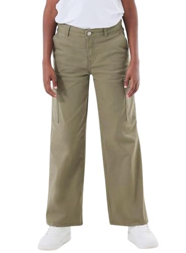 NAME IT Mädchen NKFROSE Wide Twill Cargo 8108-BA NOOS Cargohose, Deep Lichen Green, 140 von NAME IT