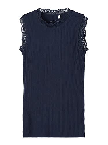 NAME IT Mädchen Tanktop mit Spitzenverzierung Dark Sapphire 134-140 von NAME IT