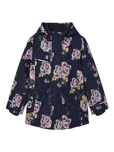 NAME IT Mädchen NKFSNOW10 Jacket Flower FO Jacke, Dark Sapphire, 146 von NAME IT
