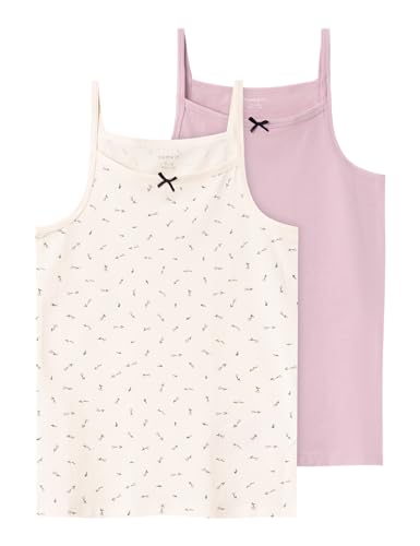 NAME IT Mädchen NKFSTRAP TOP 2P Buttercream FLORAL NOOS Unterhemden, 134/140 (2er Pack) von NAME IT
