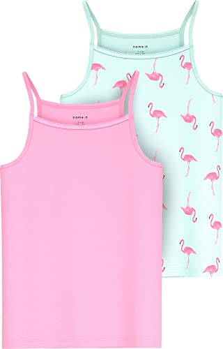 NAME IT Mädchen Nkfstrap Top 2p Glacier Flamingo Noos Unterhemd, Glacier, 158-164 EU von NAME IT