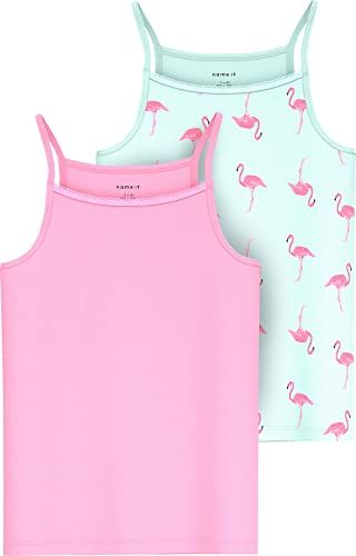 NAME IT Mädchen Nkfstrap Top 2p Glacier Flamingo Noos Unterhemd, Glacier, 158-164 EU von NAME IT