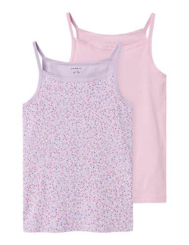 NAME IT Mädchen NKFSTRAP TOP 2P Pastel Lilac DOT NOOS Unterhemd, 122/128 (2er Pack) von NAME IT
