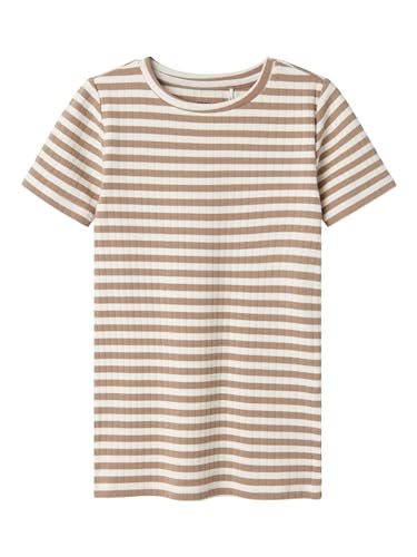 NAME IT Mädchen NKFSURAJA XSL SS TOP NOOS T-Shirt, Mocha Meringue, 134/140 cm von NAME IT