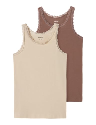 NAME IT Mädchen NKFTANK TOP 2P Peyote LACE NOOS Unterhemd, 146/152 (2er Pack) von NAME IT