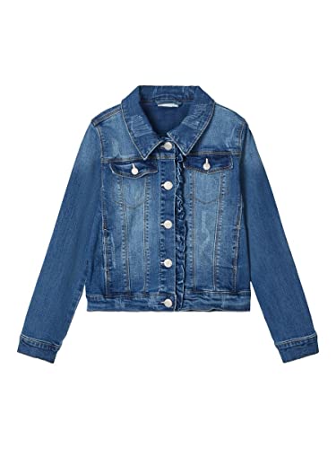 NAME IT Mädchen Nkftegani Dnm 2278 Jacket Noos Jeansjacke, Medium Blue Denim, 122 EU von NAME IT