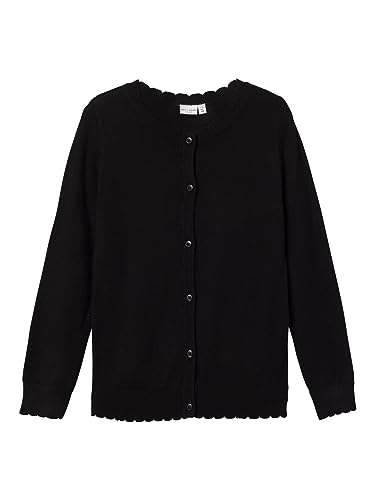 NAME IT Mädchen NKFVAMONE LS Knit Card K NOOS Strickjacke, Black, 158/164 von NAME IT