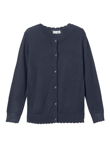 NAME IT Mädchen NKFVAMONE LS Knit Card K NOOS Strickjacke, Dark Sapphire, 134/140 von NAME IT