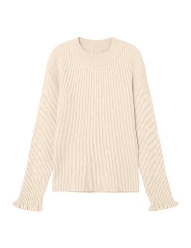 NAME IT Mädchen NKFVIANNA LS Slim Knit N Strickpullover, Buttercream, 140 cm von NAME IT