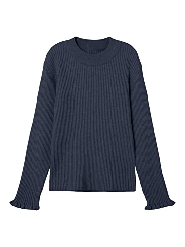 NAME IT Mädchen NKFVIANNA LS Slim Knit N Strickpullover, Dark Sapphire, 140 cm von NAME IT