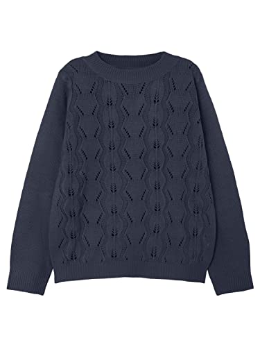 NAME IT Mädchen NKFVIBBI LS Knit N1 Strickpullover, Dark Sapphire, 128 cm von NAME IT