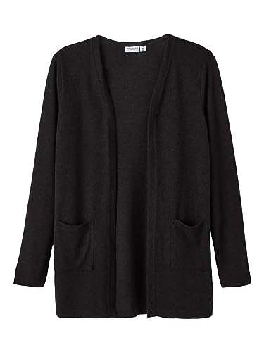 NAME IT Mädchen NKFVICTI LS Knit Card L NOOS Strickjacke, Black, 110 von NAME IT