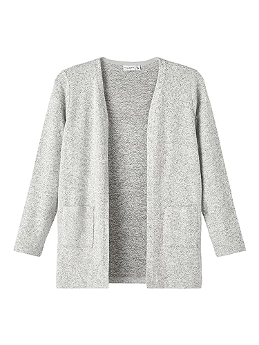 NAME IT Mädchen NKFVICTI LS Knit Card L NOOS Strickjacke, Grey Melange, 98 von NAME IT
