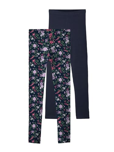 NAME IT Mädchen NKFVIVIAN 2P NOOS Leggings, Dark Sapphire/Pack:Dark Sapphire (AOP SMALL Flower), 146/152 von NAME IT